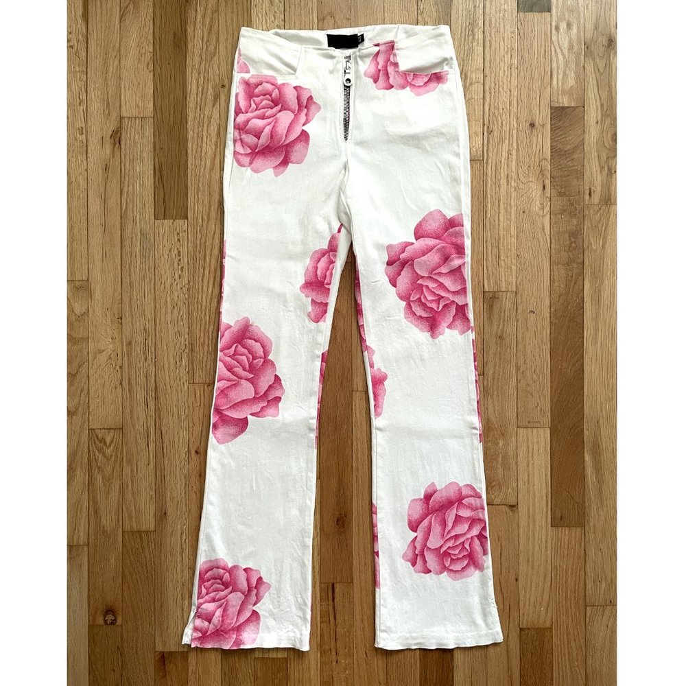 Lucent women's jeans size XS. White, with pink roses print